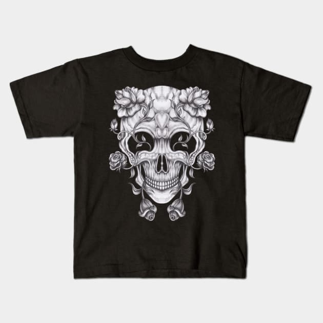 Surreal flower and skull. Kids T-Shirt by Jiewsurreal